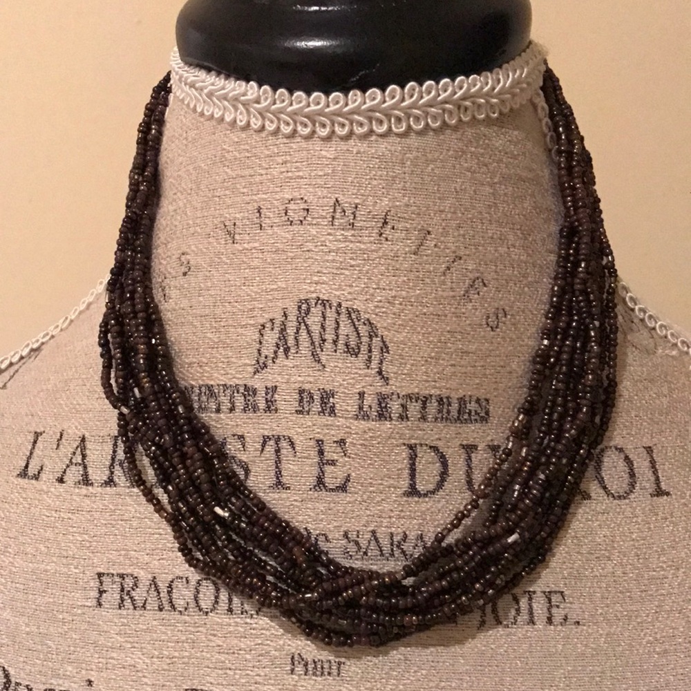 Silpada Bronze Seed Bead Necklace Gem